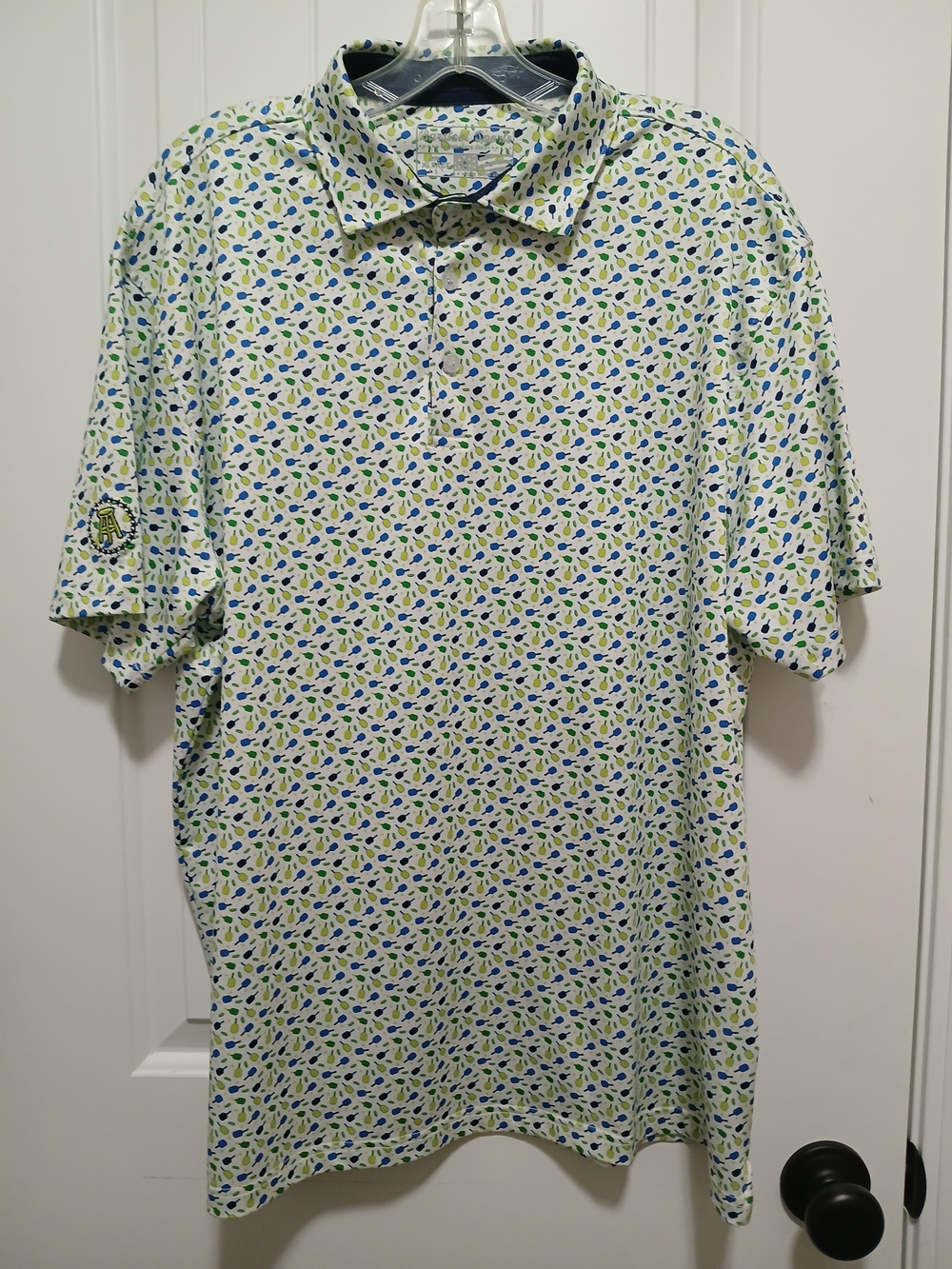 Barstool Sports Men's Pickleball White Polo with Blue and Green Trim